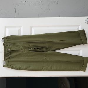 Olive Green Pleated Pants